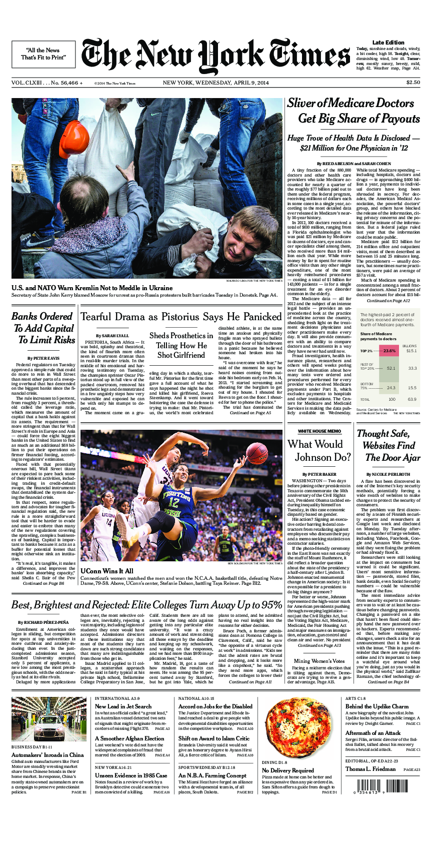 Prima-pagina-New-York-Times-del-2014-04-09