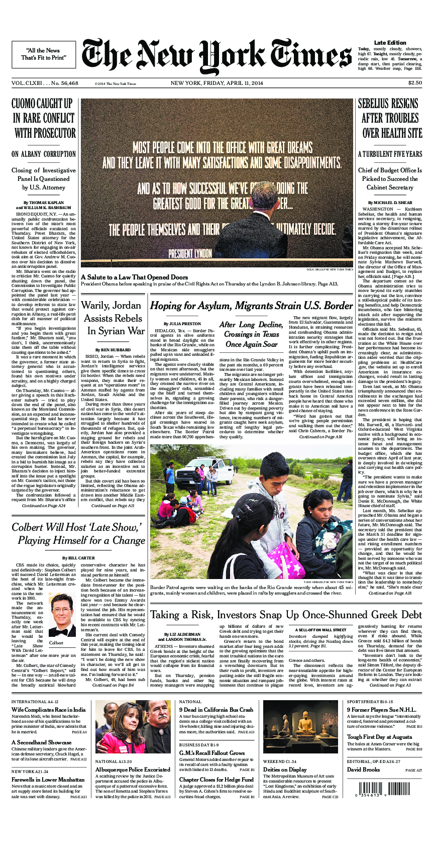 Prima-pagina-New-York-Times-del-2014-04-11