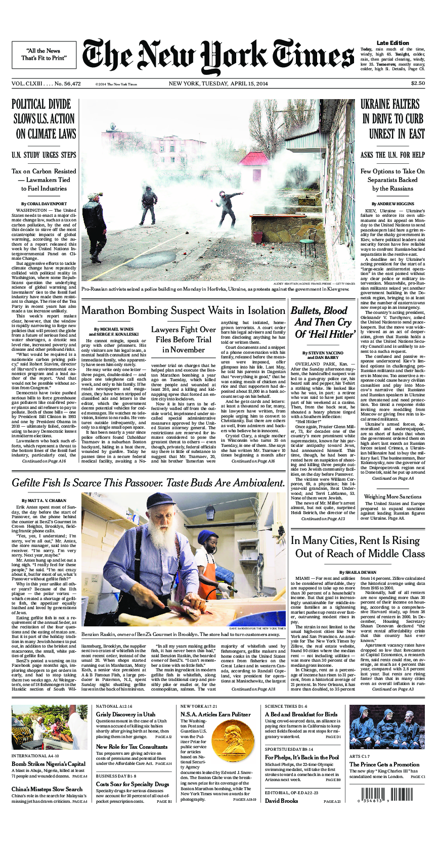 Prima-pagina-New-York-Times-del-2014-04-15