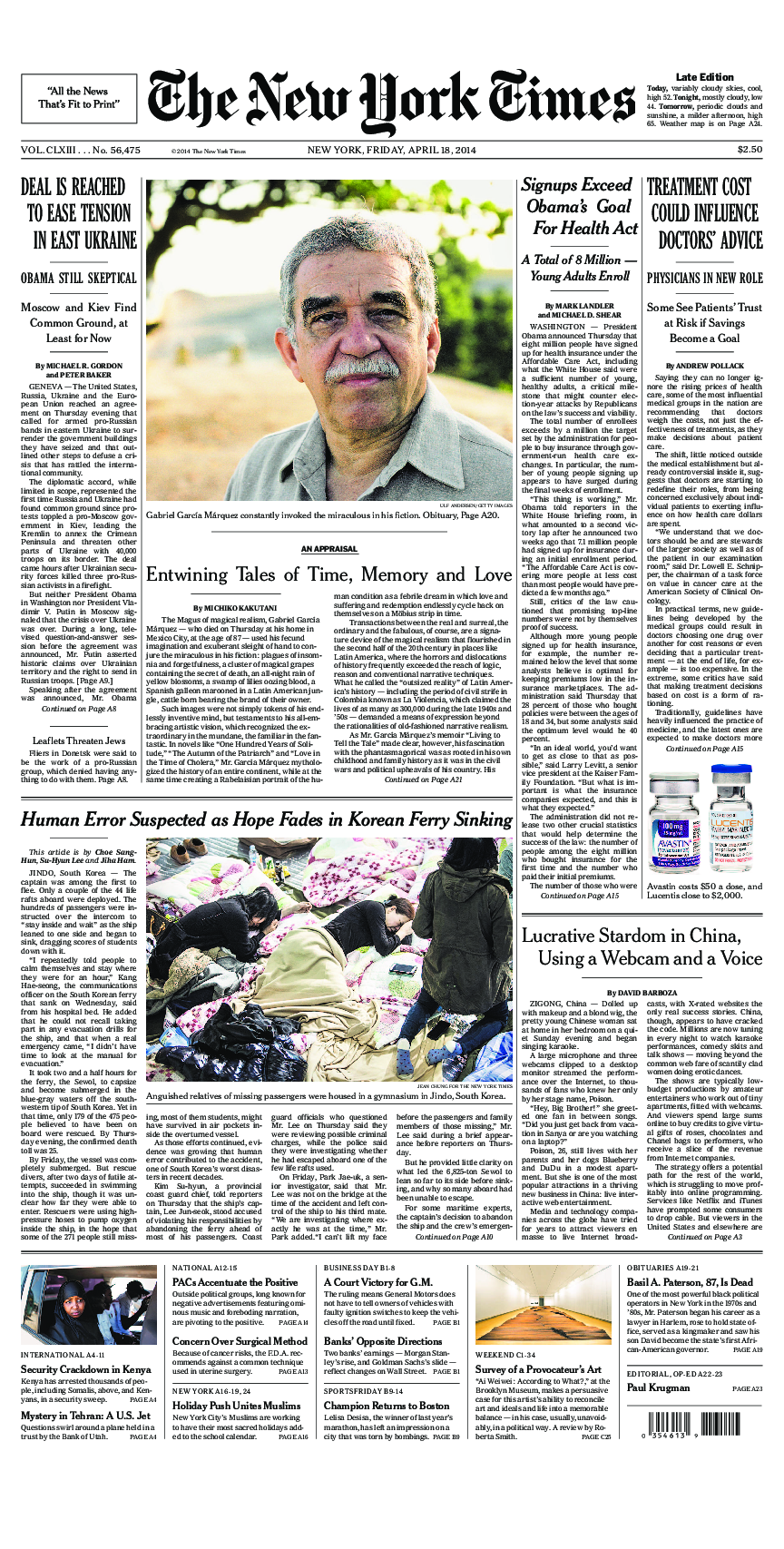 Prima-pagina-New-York-Times-del-2014-04-18