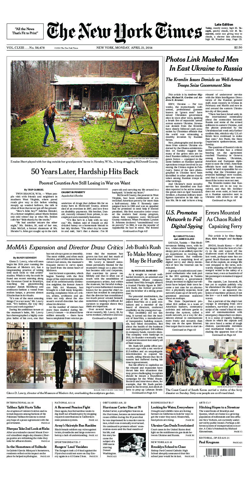 Prima-pagina-New-York-Times-del-2014-04-21