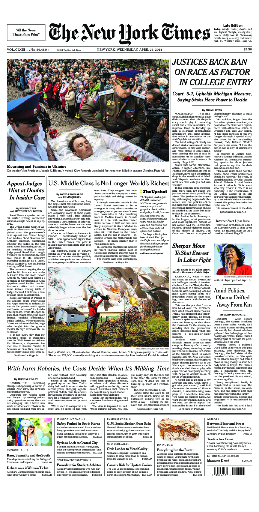 Prima-pagina-New-York-Times-del-2014-04-23