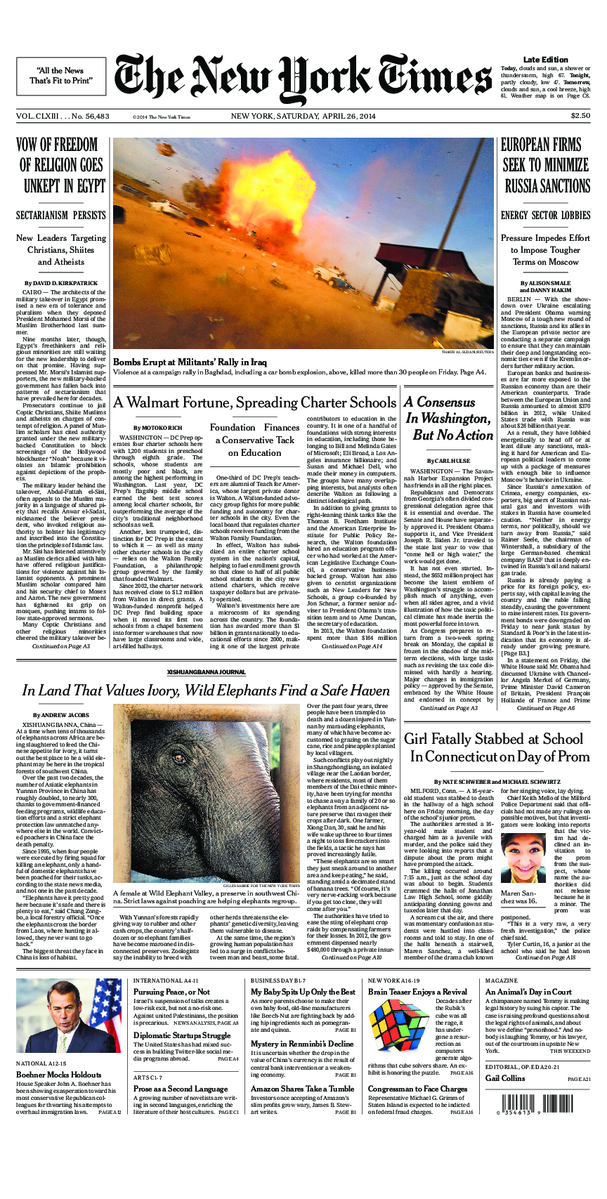 Prima-pagina-New-York-Times-del-2014-04-26