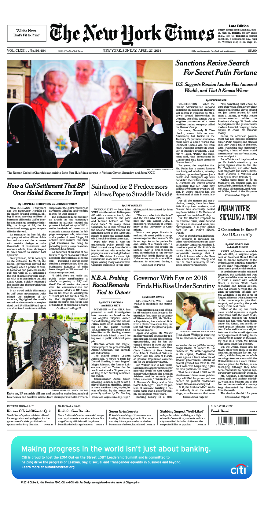 Prima-pagina-New-York-Times-del-2014-04-27