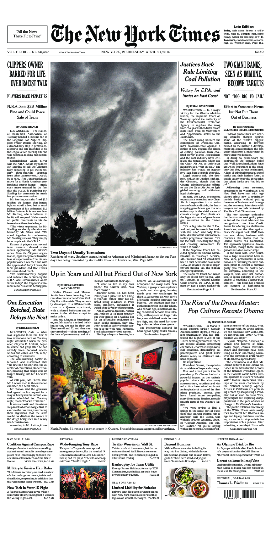 Prima-pagina-New-York-Times-del-2014-04-30