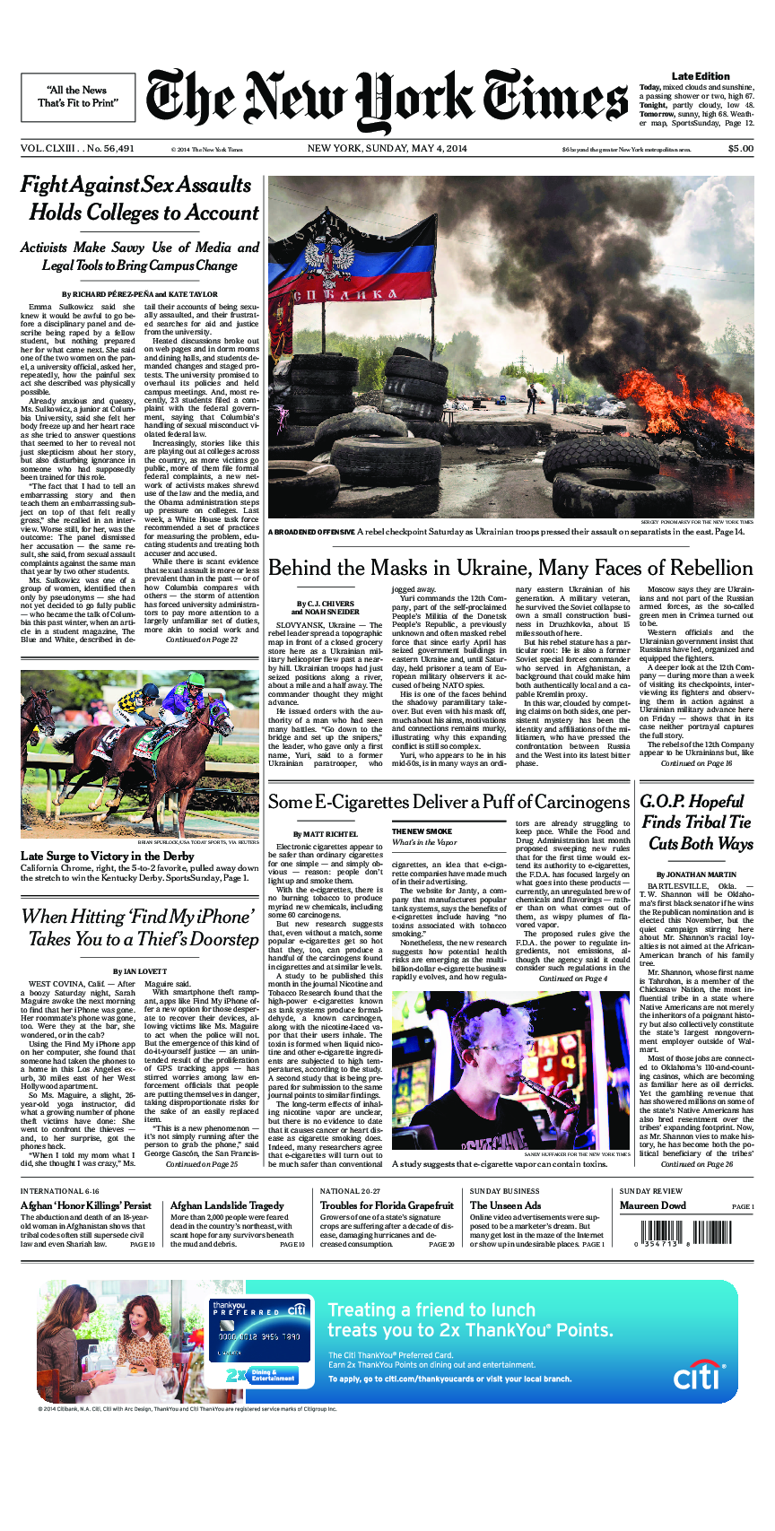 Prima-pagina-New-York-Times-del-2014-05-04