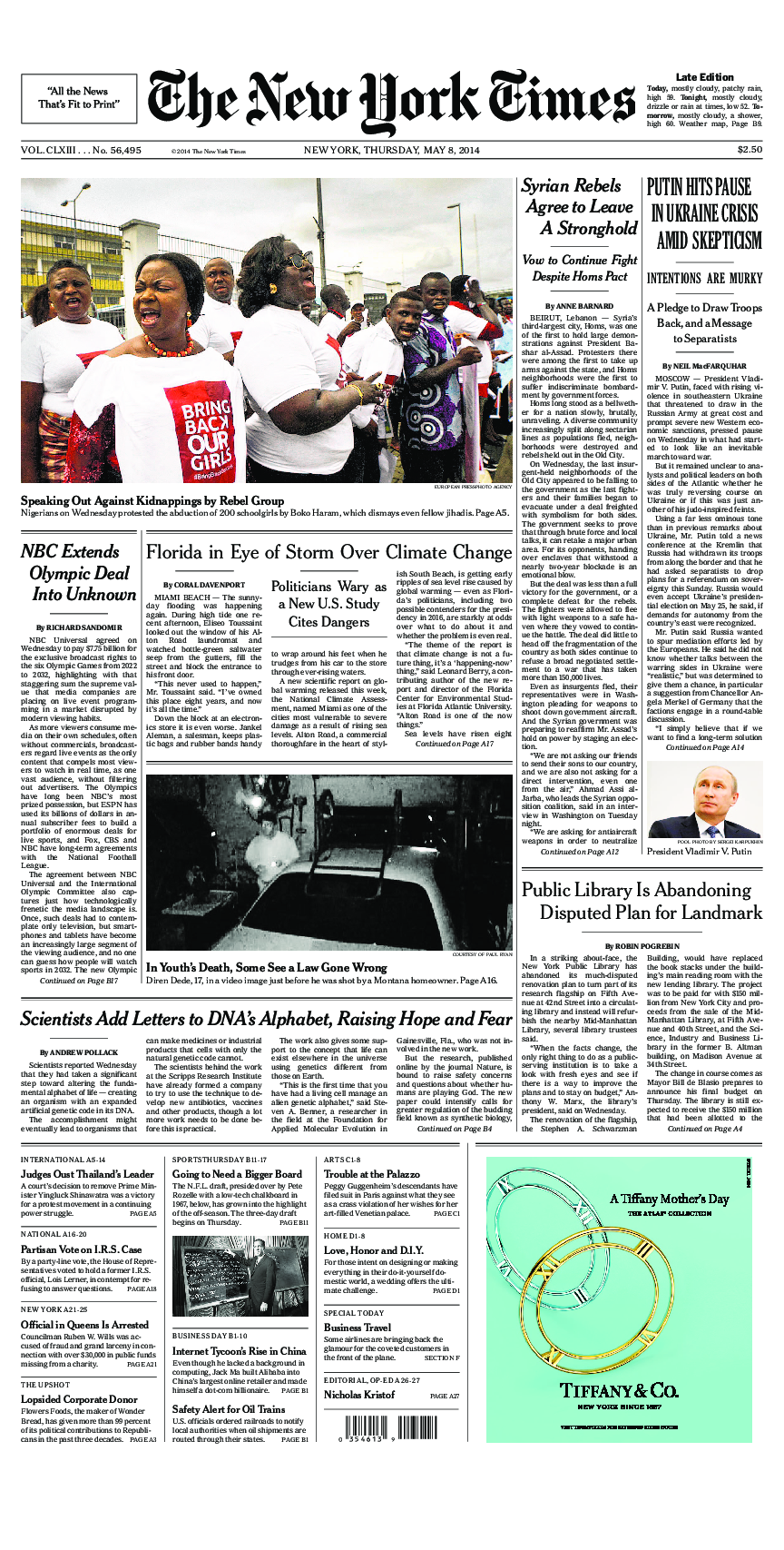 Prima-pagina-New-York-Times-del-2014-05-08