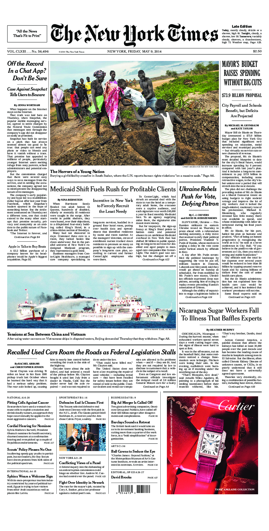 Prima-pagina-New-York-Times-del-2014-05-09