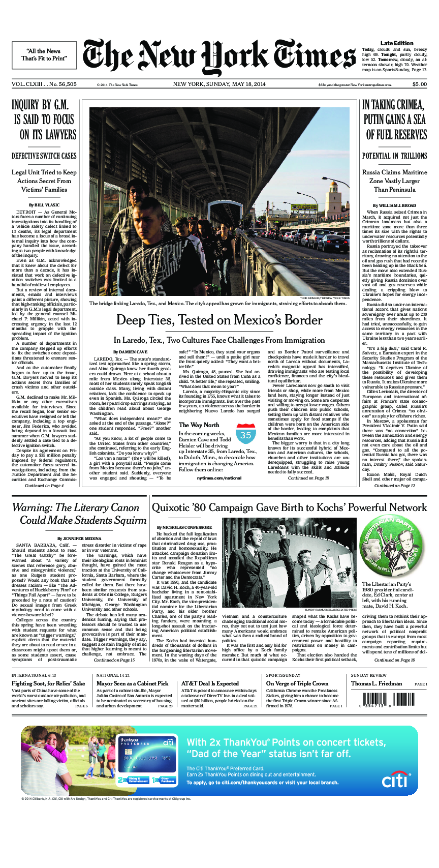 Prima-pagina-New-York-Times-del-2014-05-18