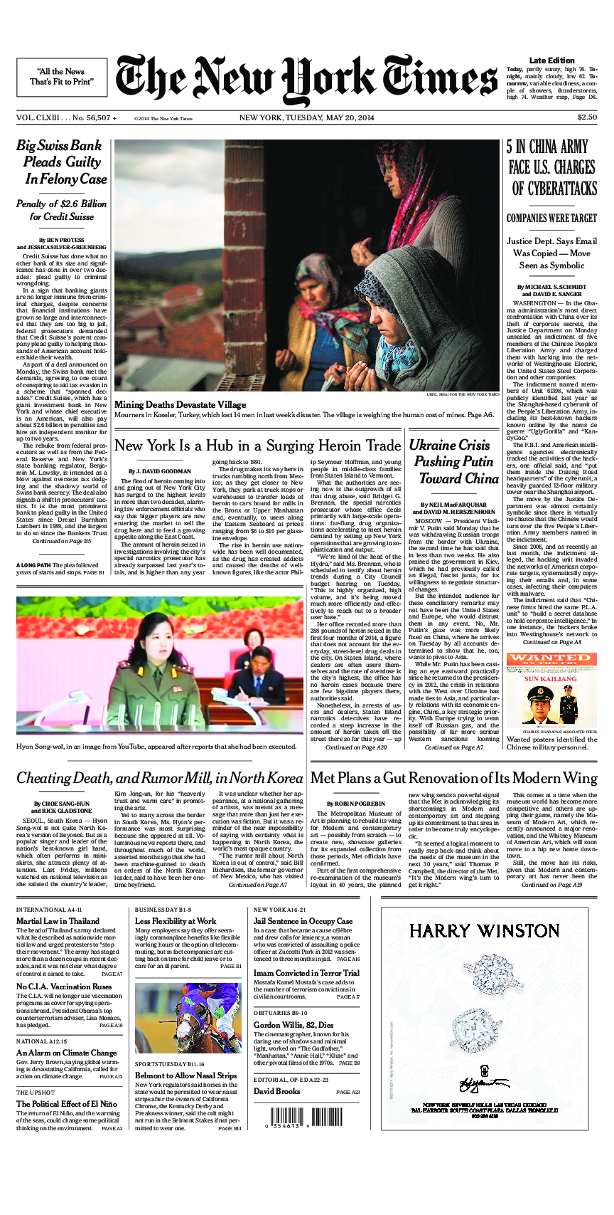 Prima-pagina-New-York-Times-del-2014-05-20