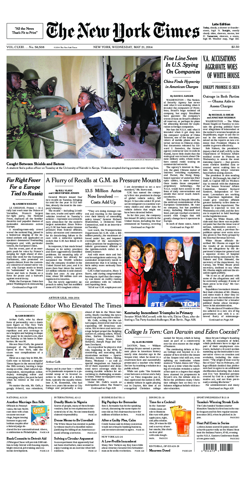 Prima-pagina-New-York-Times-del-2014-05-21