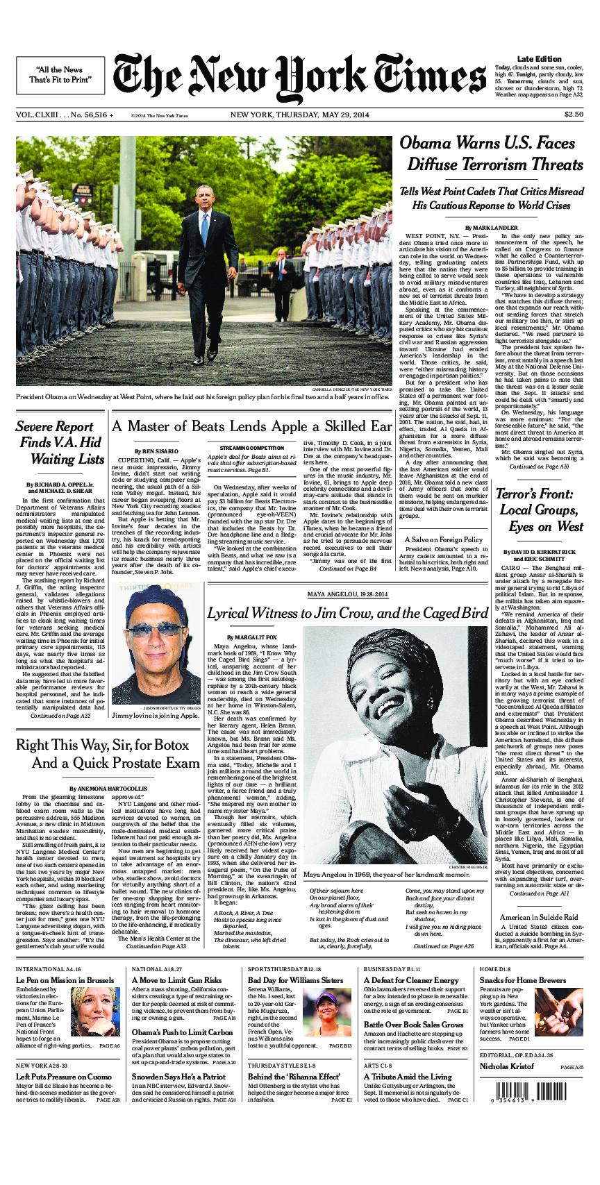 Prima-pagina-New-York-Times-del-2014-05-29