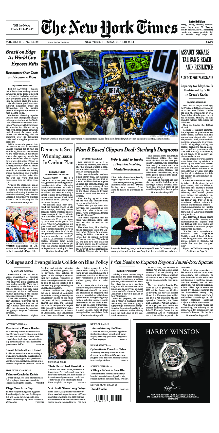 Prima-pagina-New-York-Times-del-2014-06-10