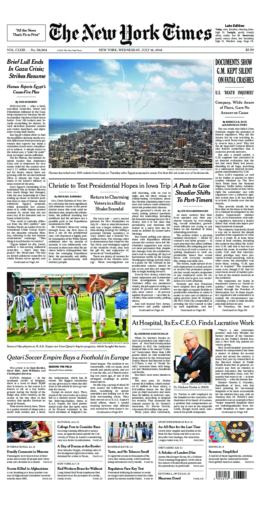 Prima-pagina-New-York-Times-del-2014-07-16