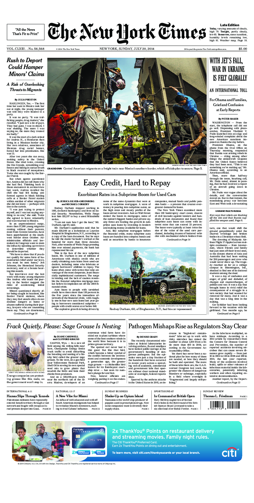 Prima-pagina-New-York-Times-del-2014-07-20