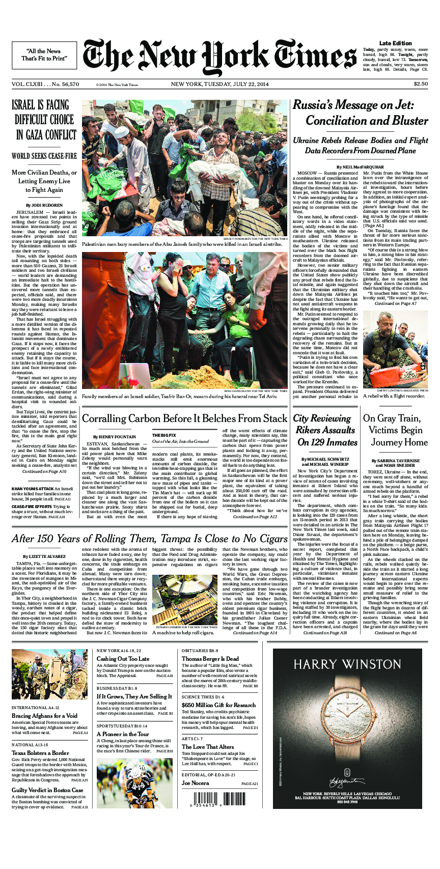 Prima-pagina-New-York-Times-del-2014-07-22