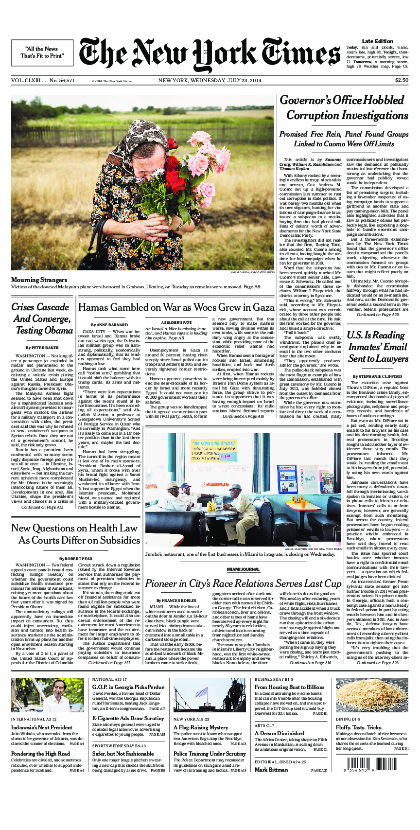 Prima-pagina-New-York-Times-del-2014-07-23