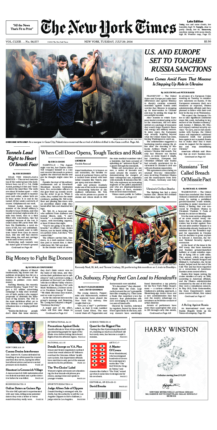 Prima-pagina-New-York-Times-del-2014-07-29