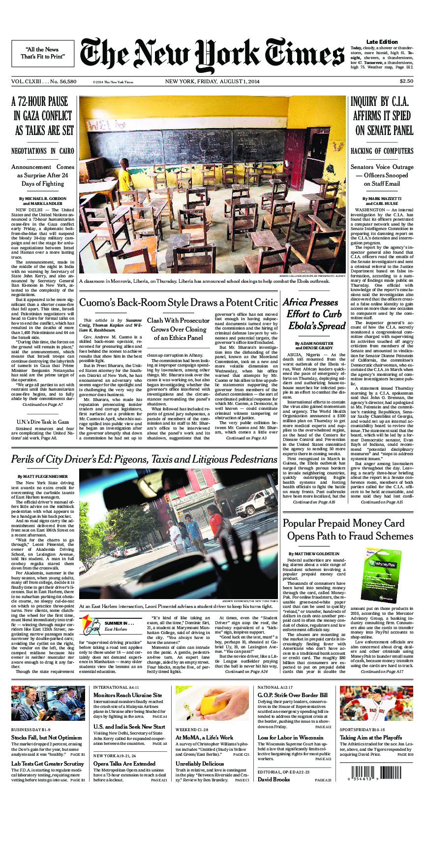 Prima-pagina-New-York-Times-del-2014-08-01