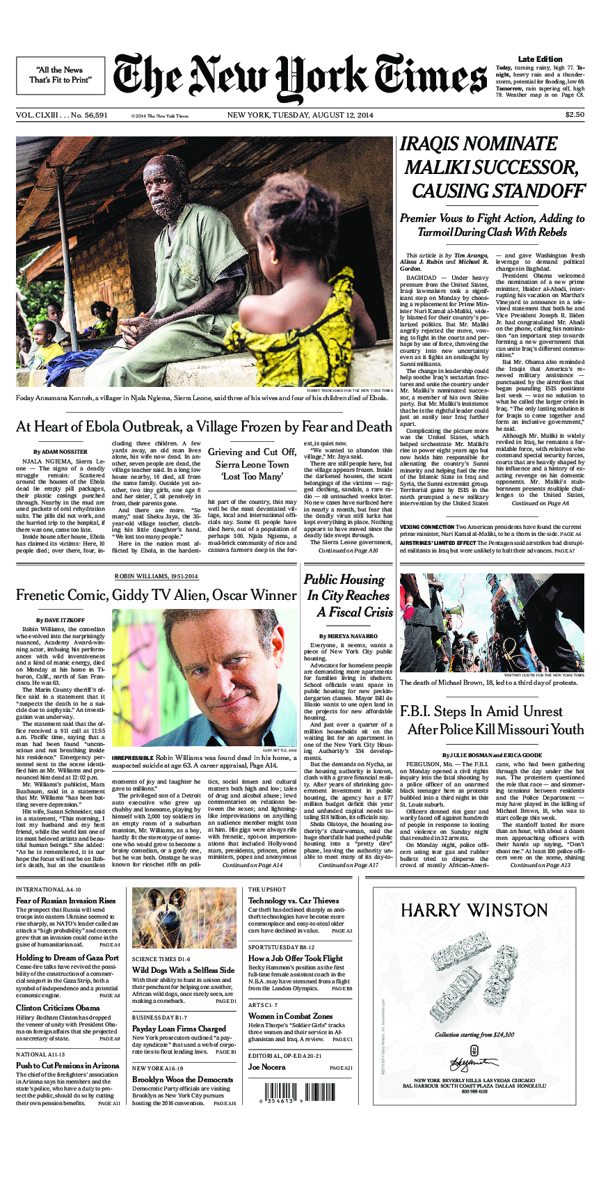 Prima-pagina-New-York-Times-del-2014-08-12