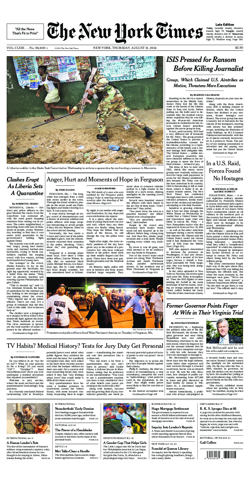 Prima-pagina-New-York-Times-del-2014-08-21