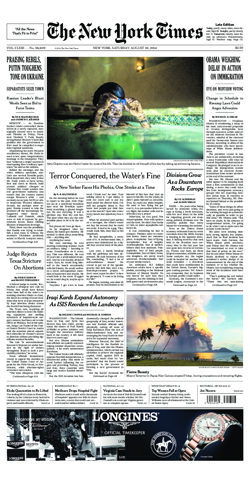 Prima-pagina-New-York-Times-del-2014-08-30