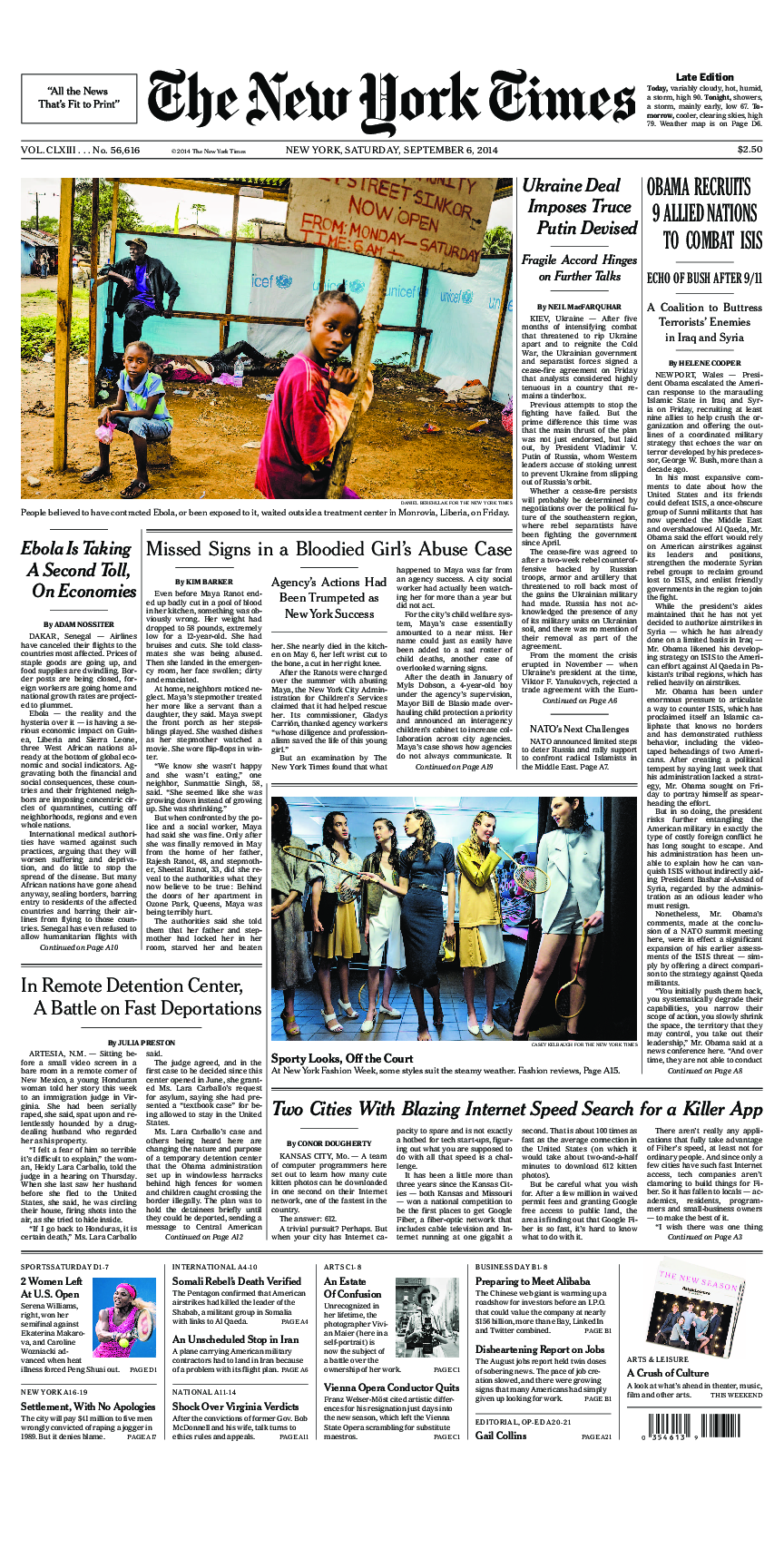 Prima-pagina-New-York-Times-del-2014-09-06