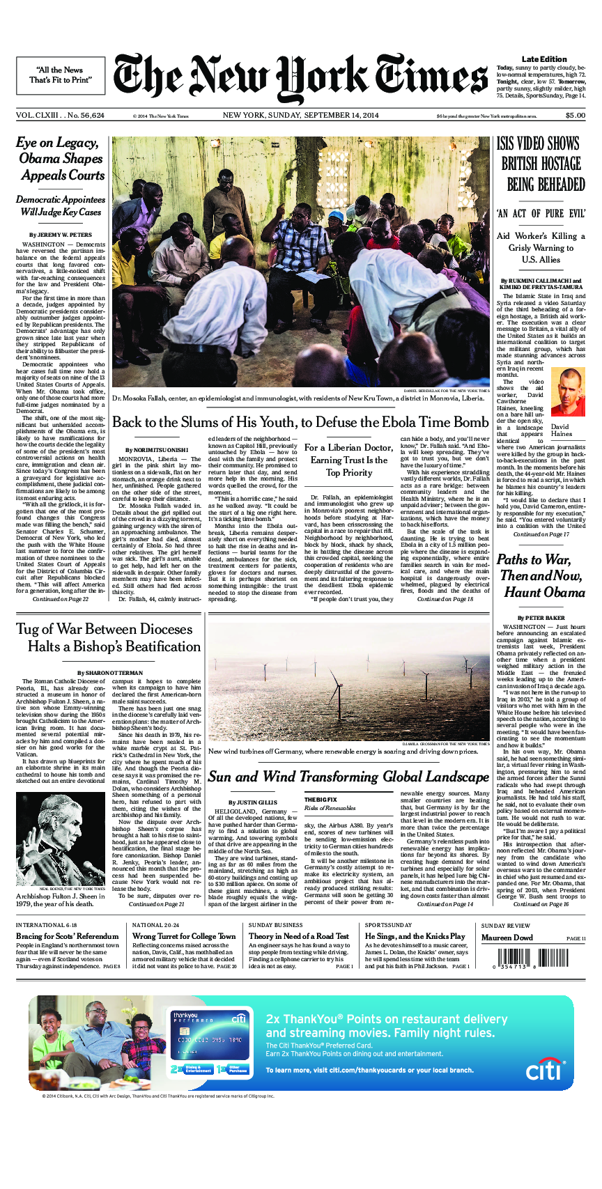 Prima-pagina-New-York-Times-del-2014-09-14