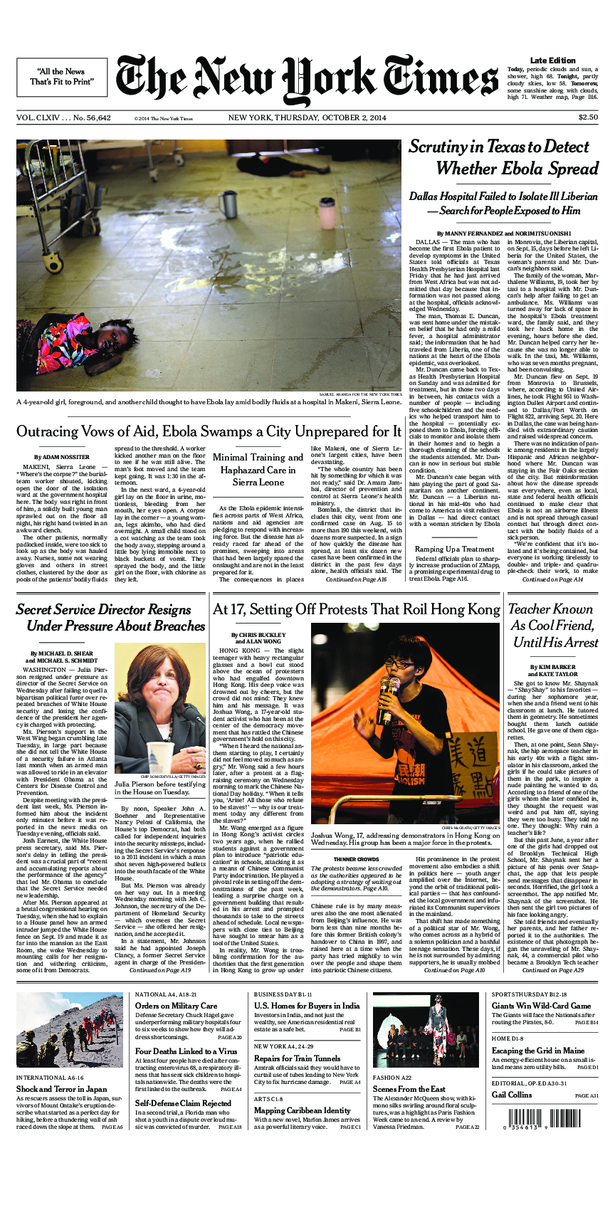 Prima-pagina-New-York-Times-del-2014-10-02