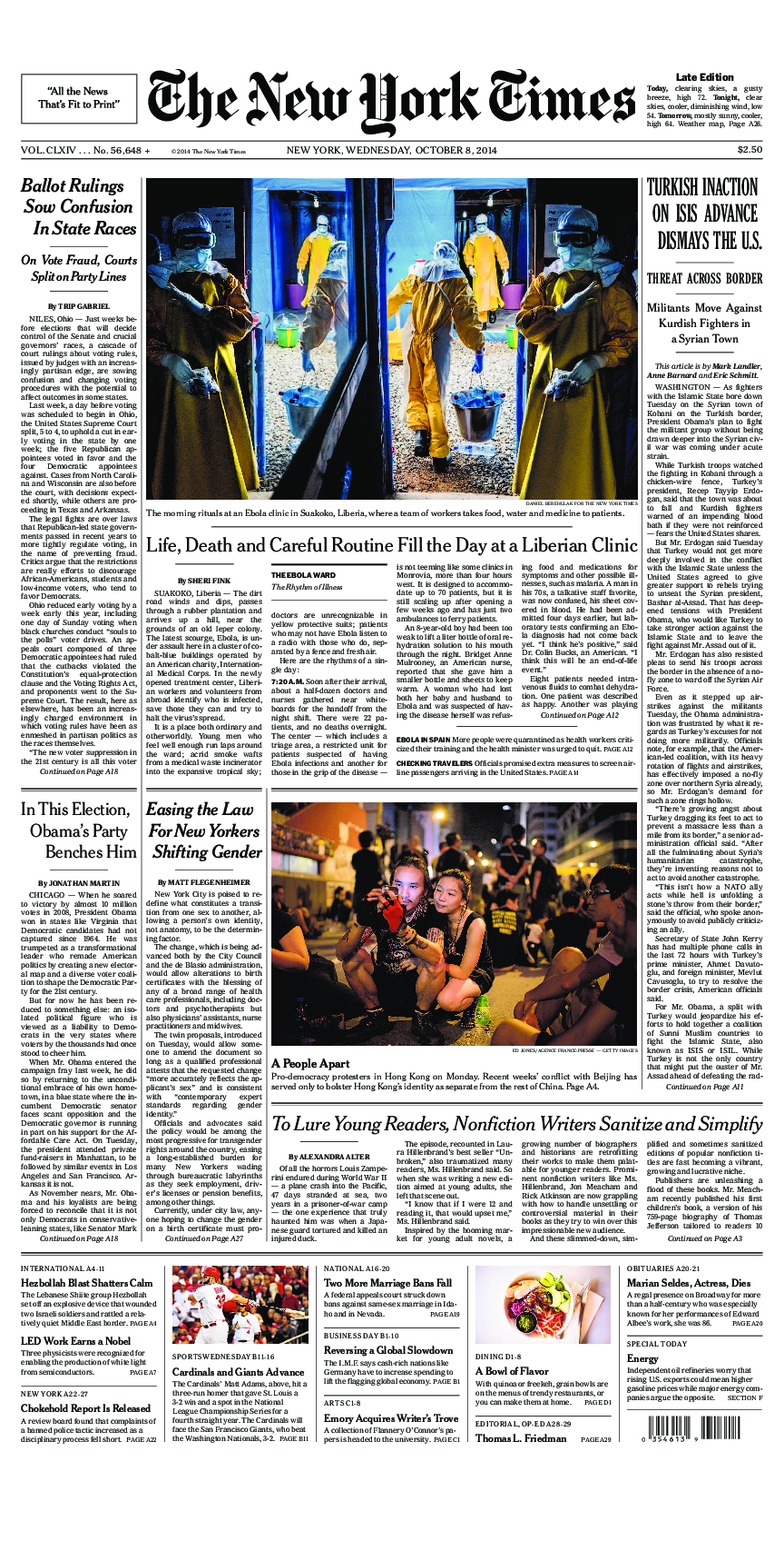 Prima-pagina-New-York-Times-del-2014-10-08