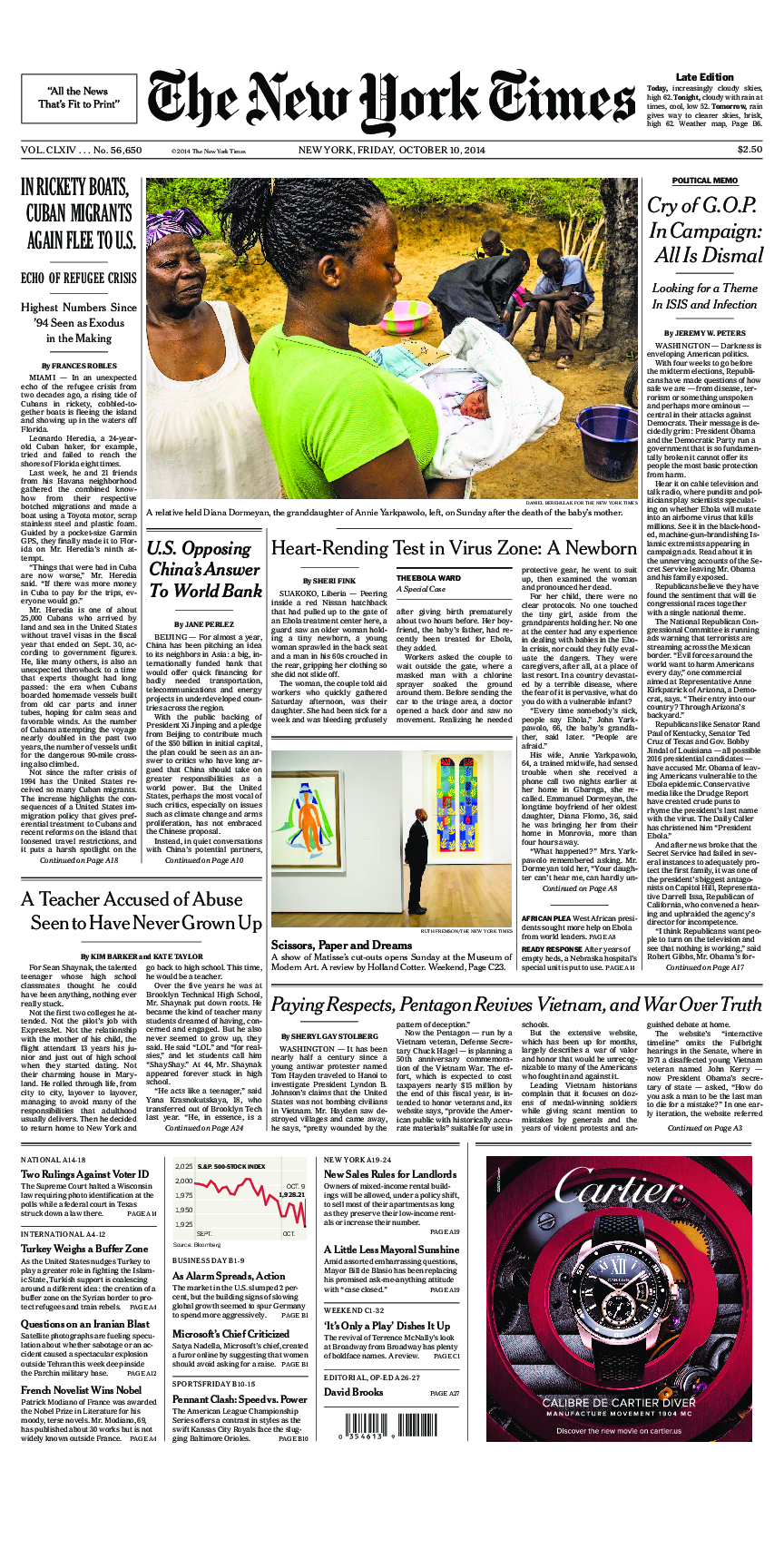 Prima-pagina-New-York-Times-del-2014-10-10