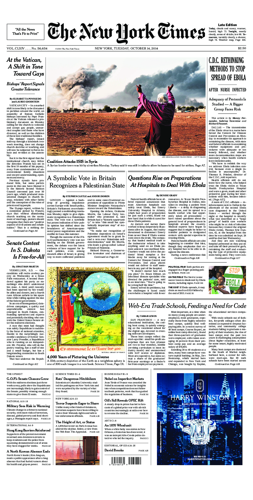 Prima-pagina-New-York-Times-del-2014-10-14