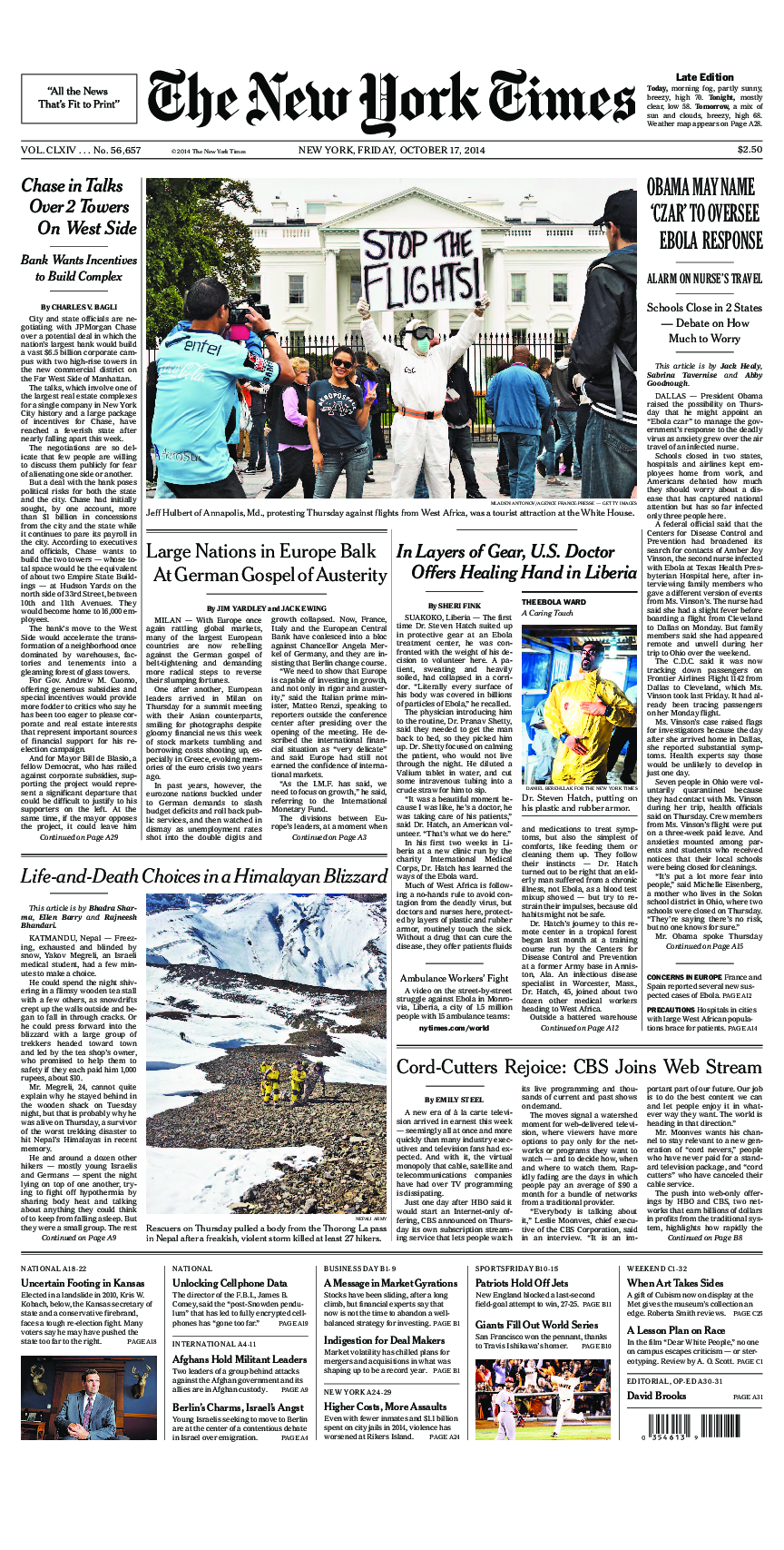 Prima-pagina-New-York-Times-del-2014-10-17