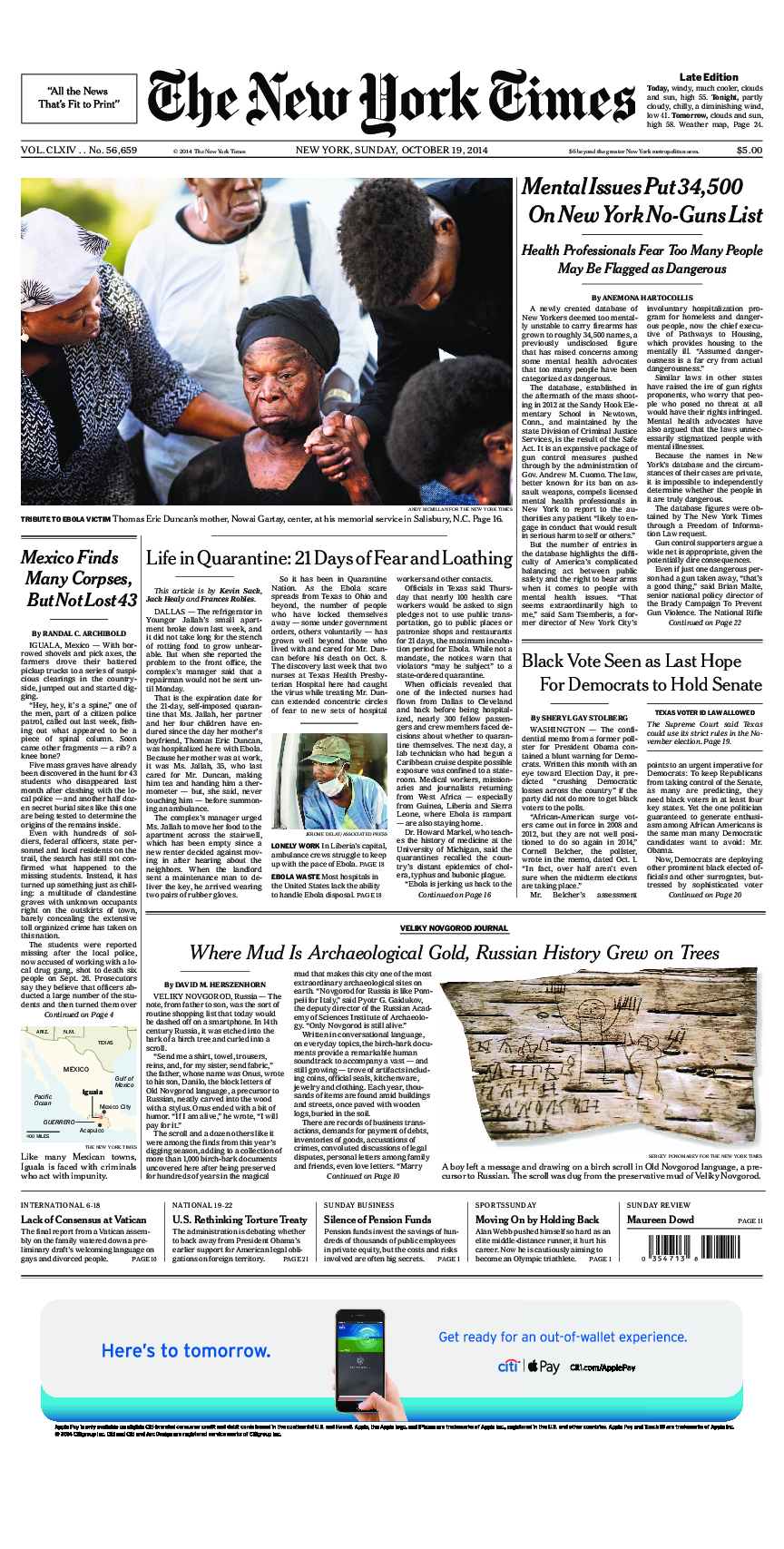 Prima-pagina-New-York-Times-del-2014-10-19