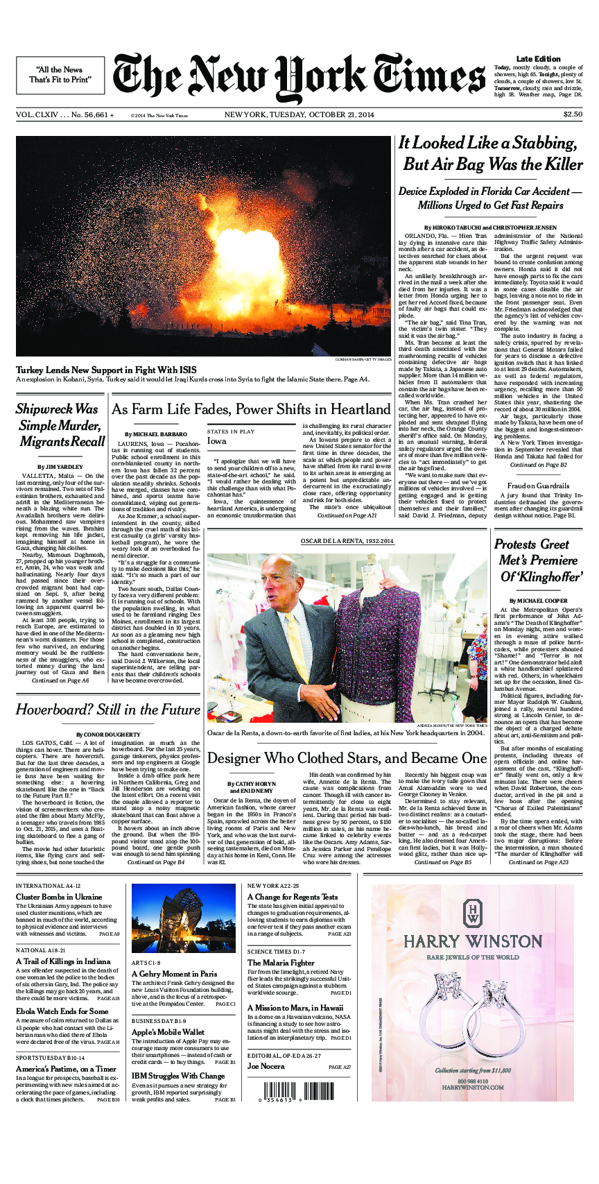 Prima-pagina-New-York-Times-del-2014-10-21