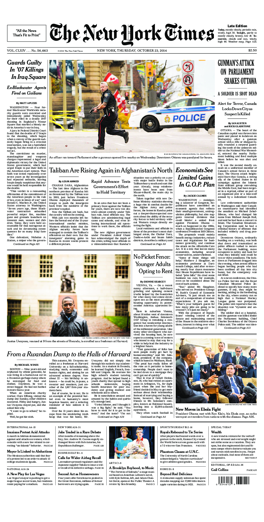 Prima-pagina-New-York-Times-del-2014-10-23