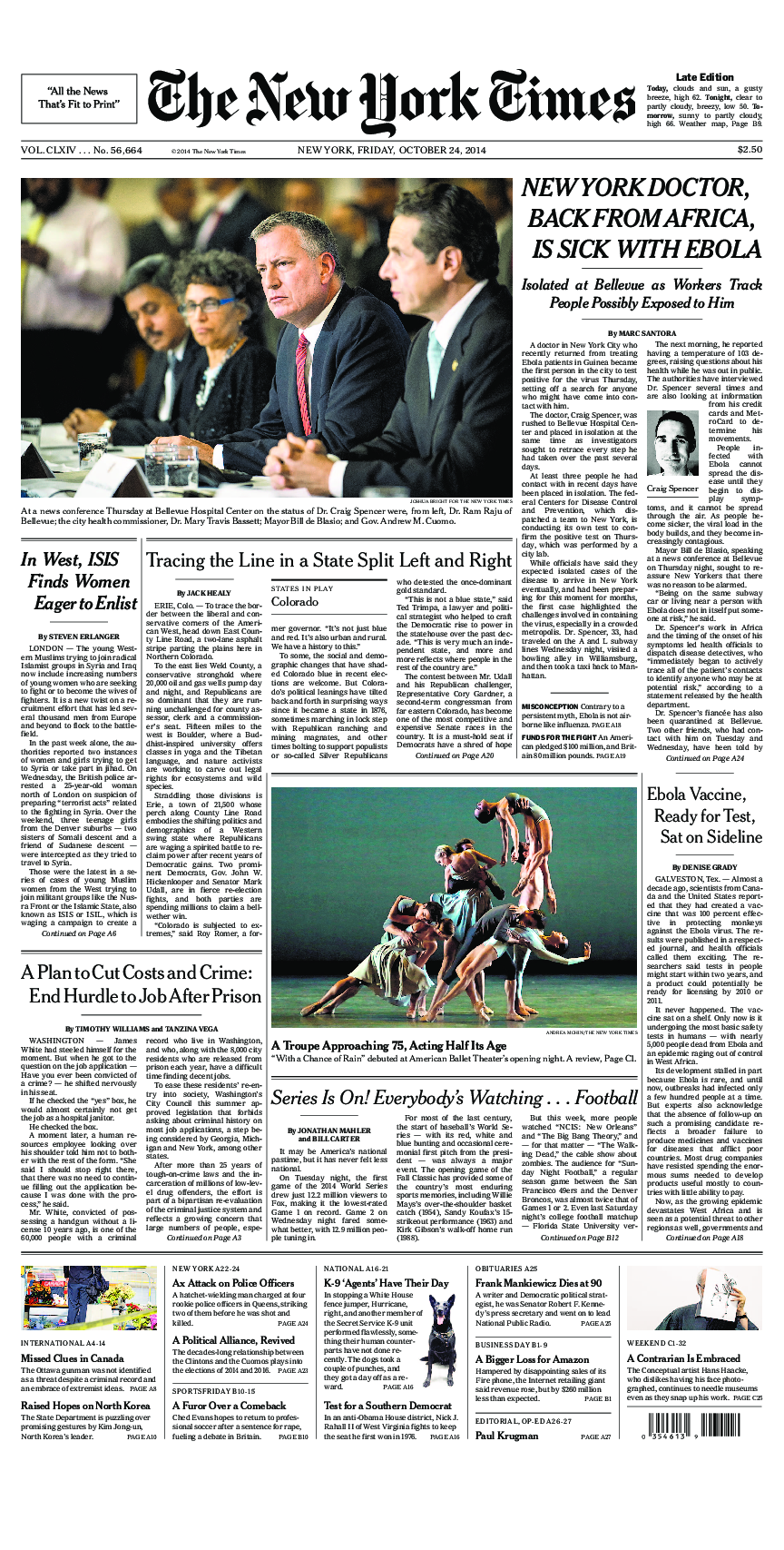 Prima-pagina-New-York-Times-del-2014-10-24