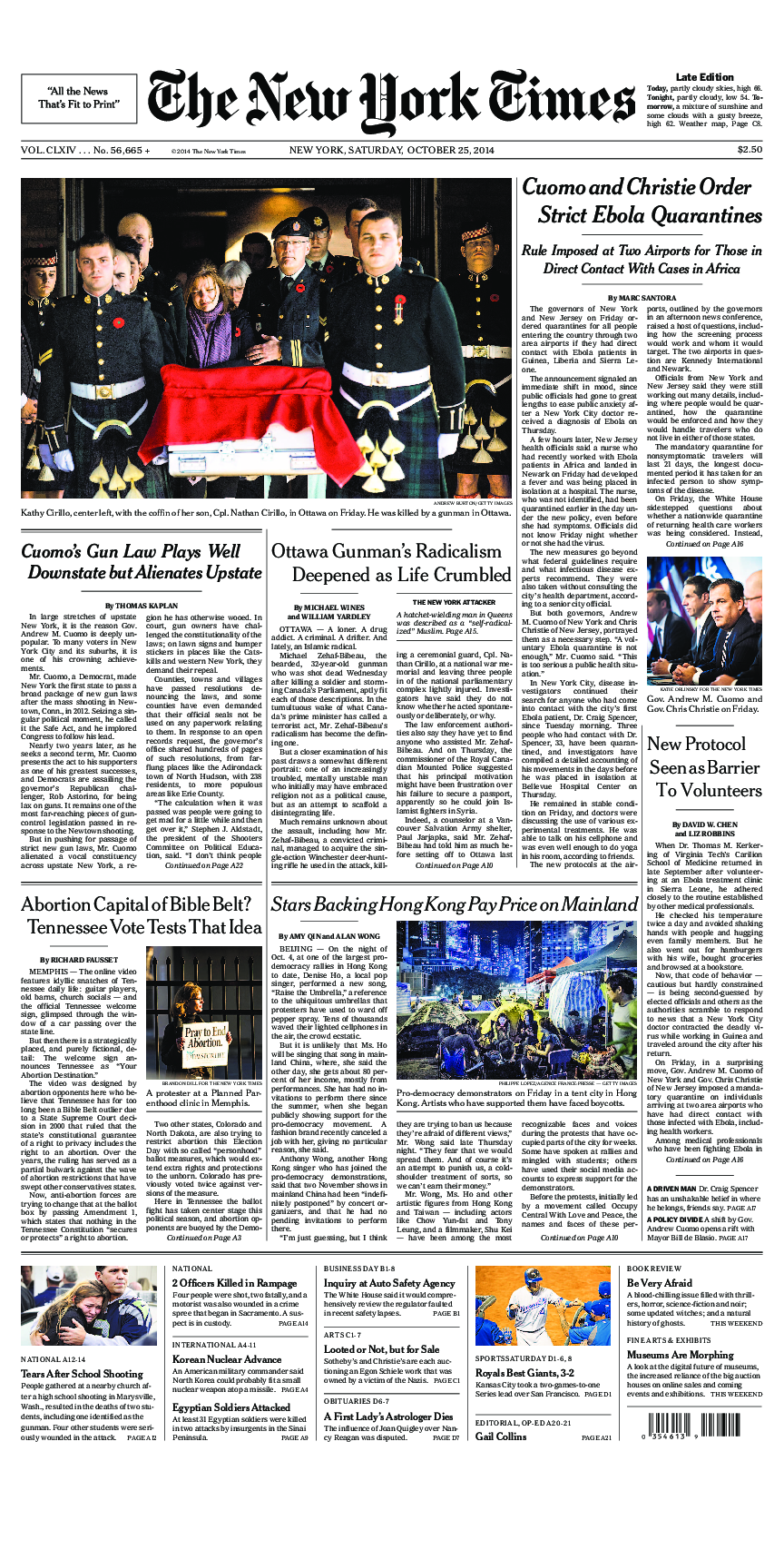 Prima-pagina-New-York-Times-del-2014-10-25