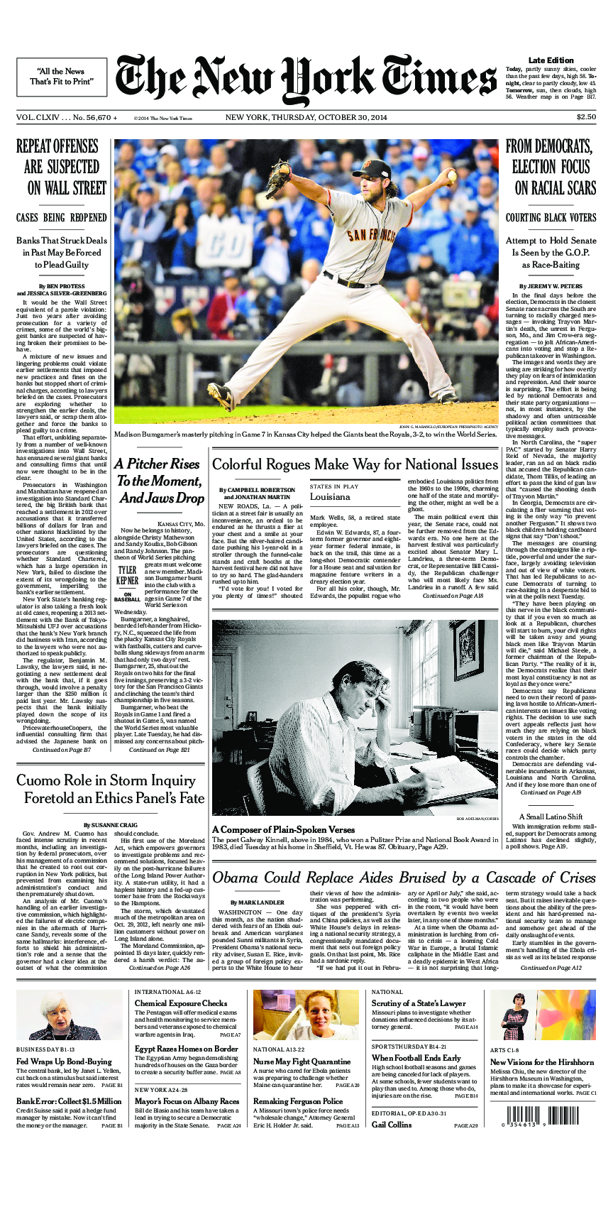 Prima-pagina-New-York-Times-del-2014-10-30