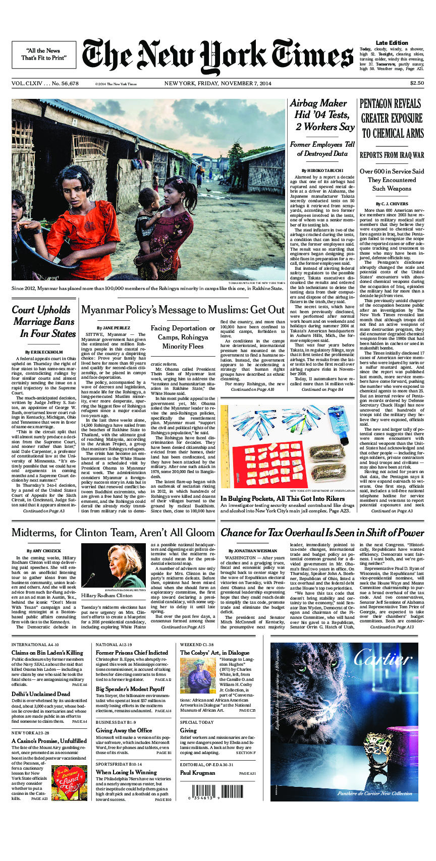 Prima-pagina-New-York-Times-del-2014-11-07