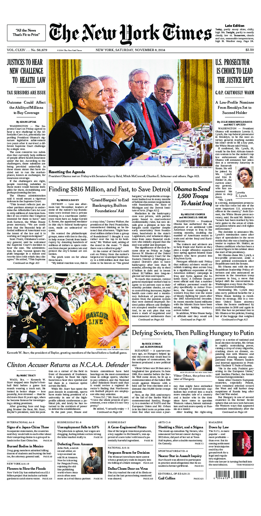 Prima-pagina-New-York-Times-del-2014-11-08