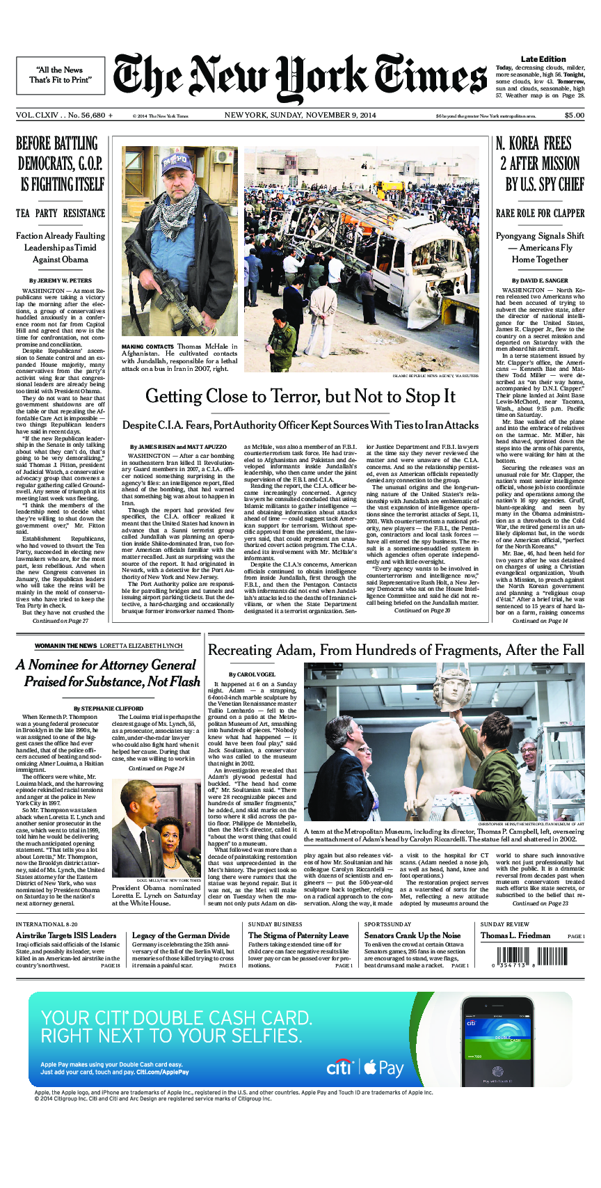 Prima-pagina-New-York-Times-del-2014-11-09