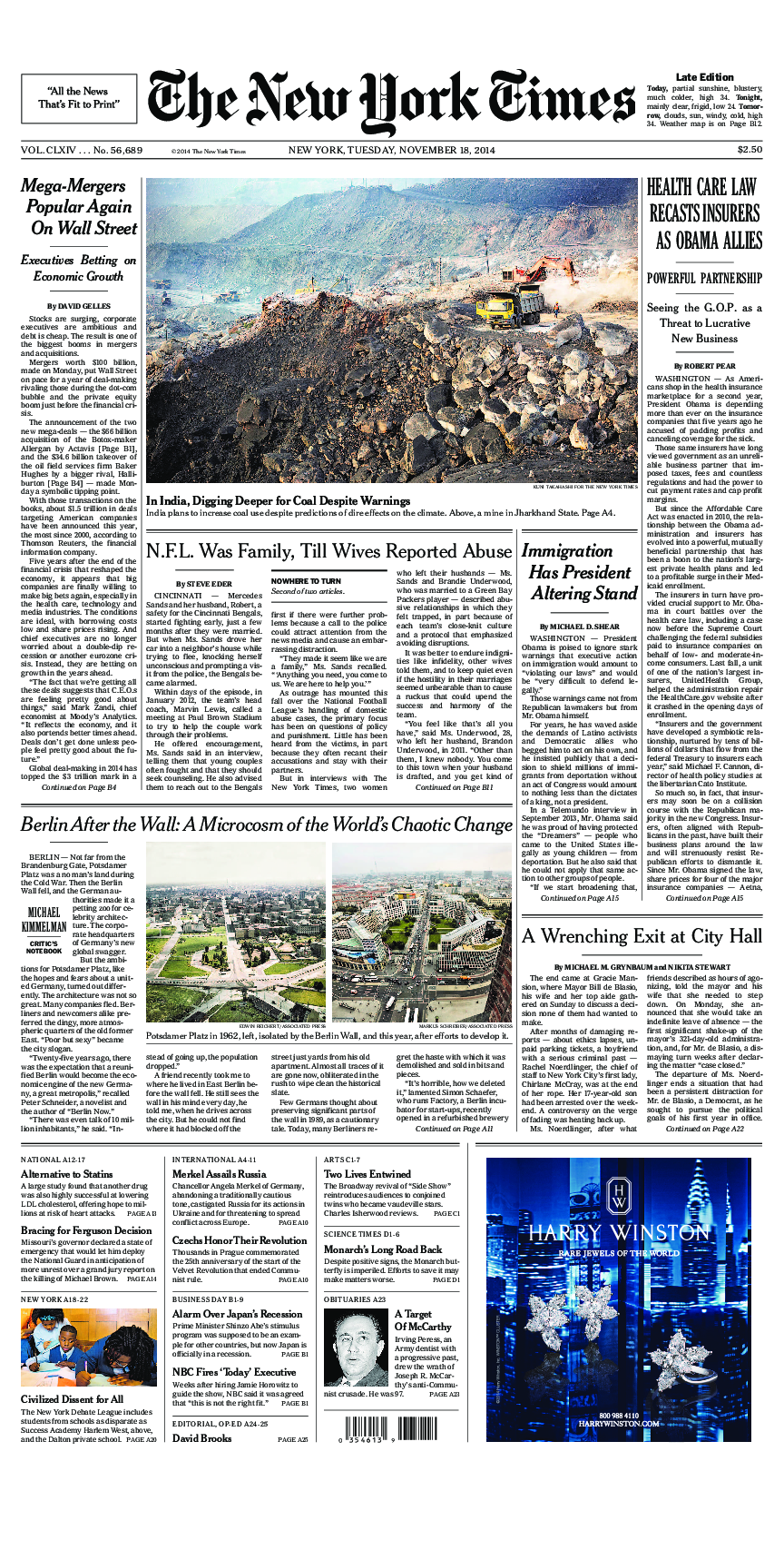 Prima-pagina-New-York-Times-del-2014-11-18