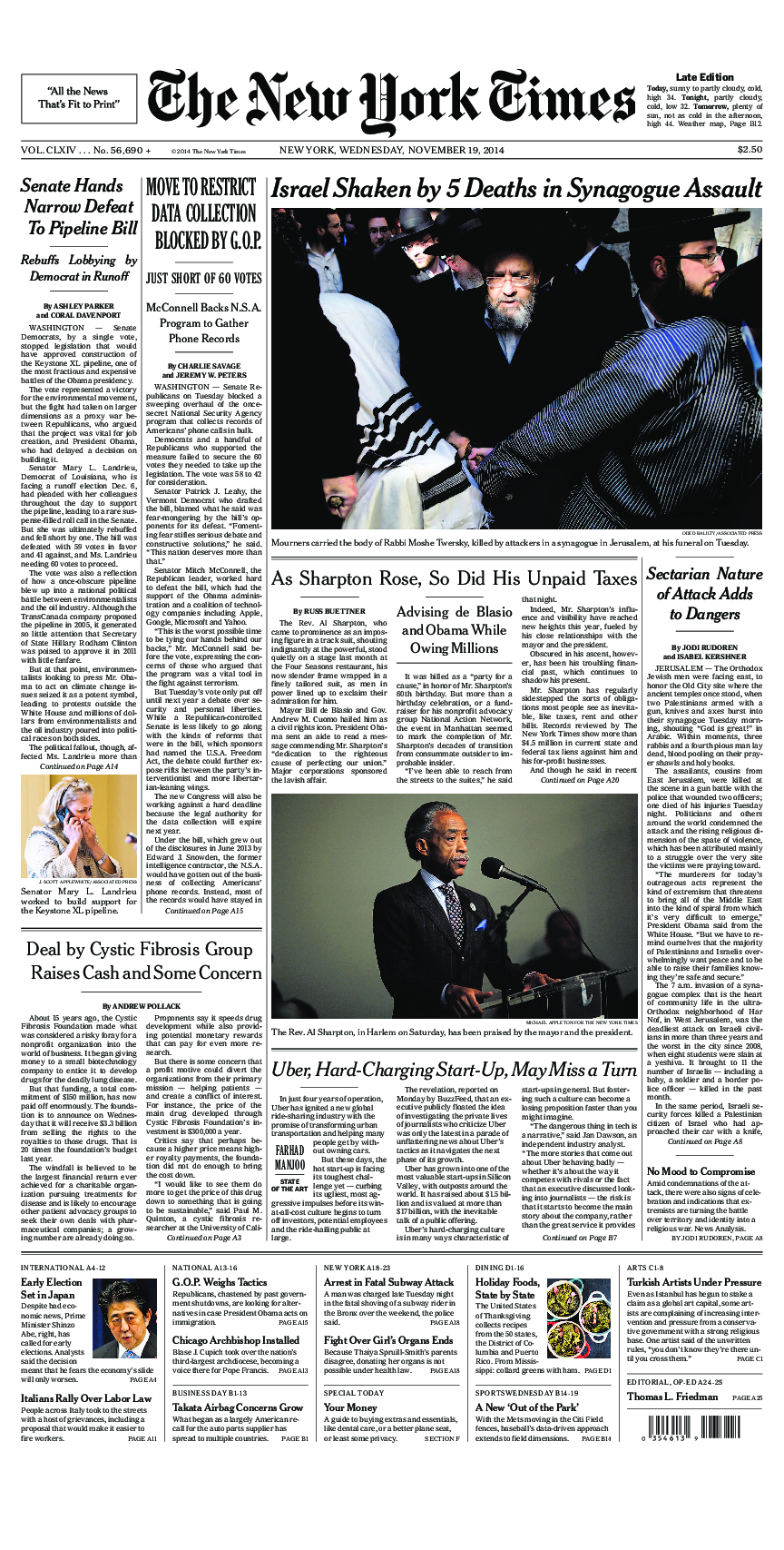 Prima-pagina-New-York-Times-del-2014-11-19