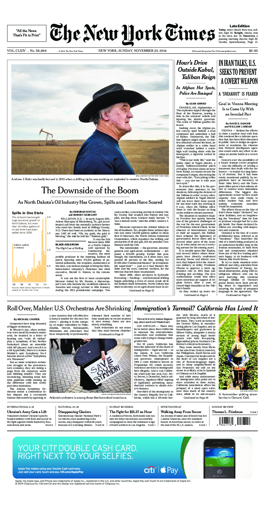 Prima-pagina-New-York-Times-del-2014-11-23