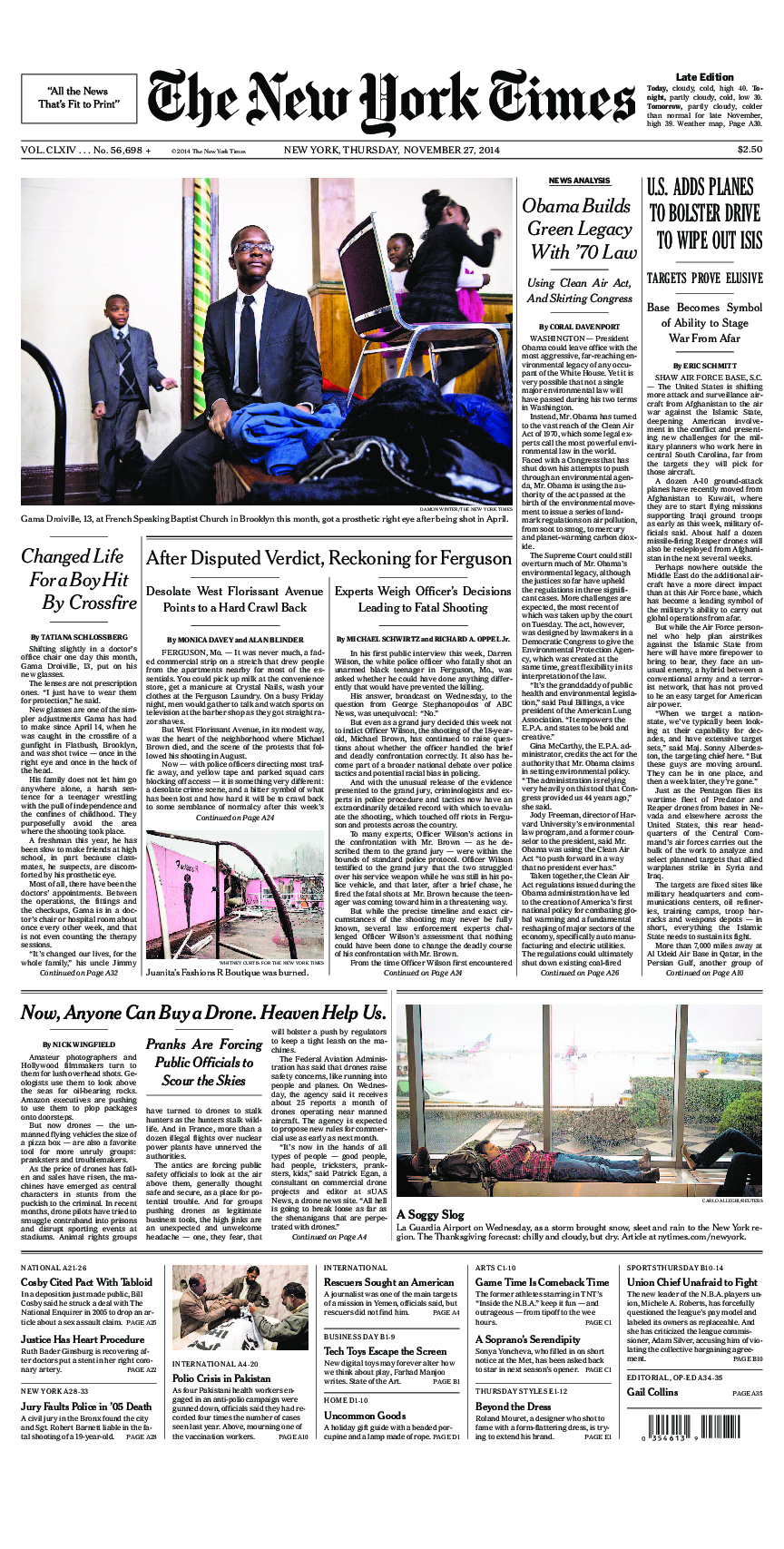 Prima-pagina-New-York-Times-del-2014-11-27