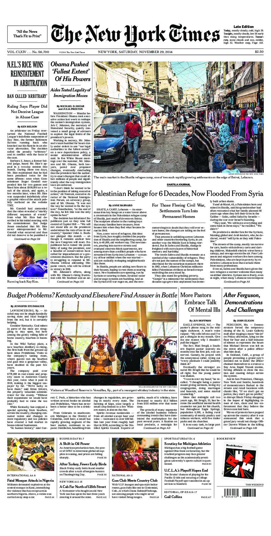 Prima-pagina-New-York-Times-del-2014-11-29