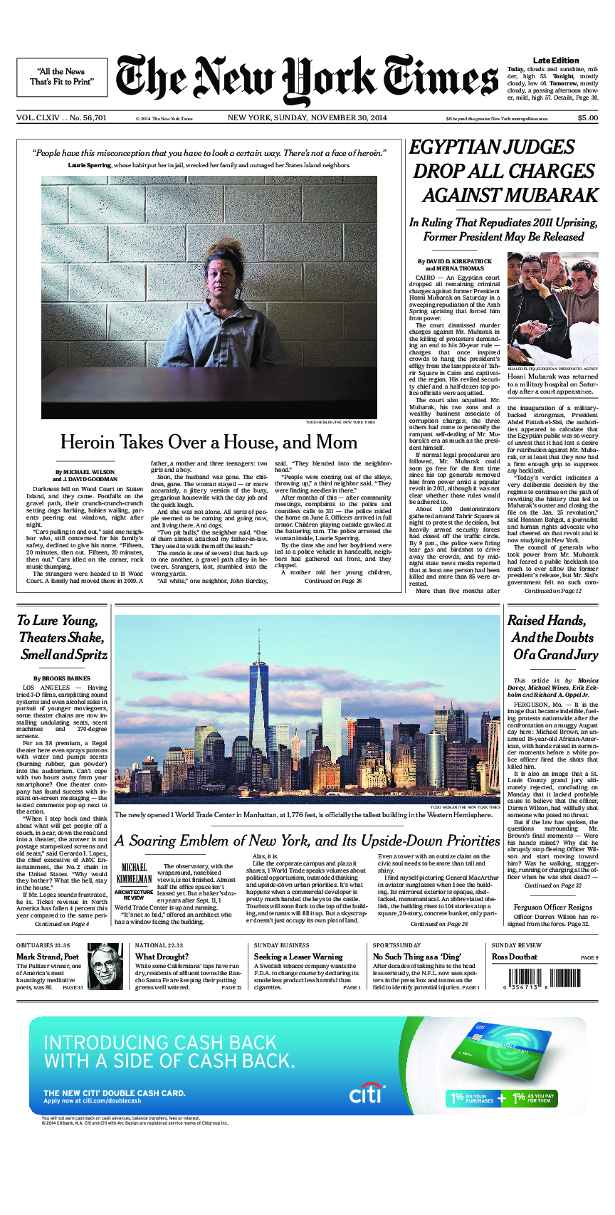 Prima-pagina-New-York-Times-del-2014-11-30