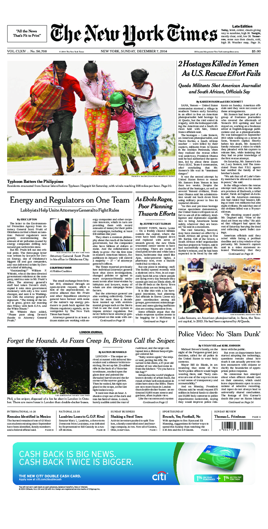 Prima-pagina-New-York-Times-del-2014-12-07