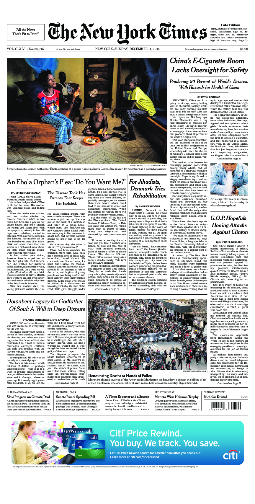 Prima-pagina-New-York-Times-del-2014-12-14